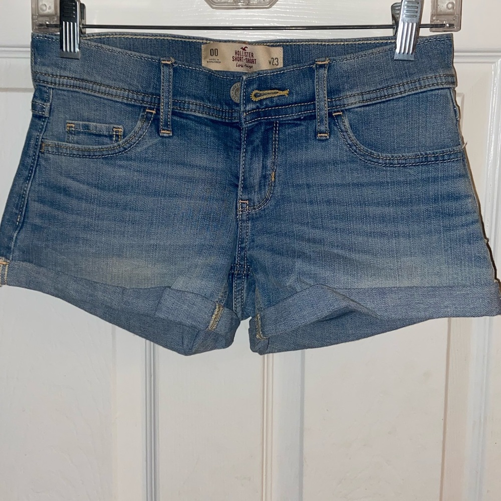 Cuffed light wash hollister shorts